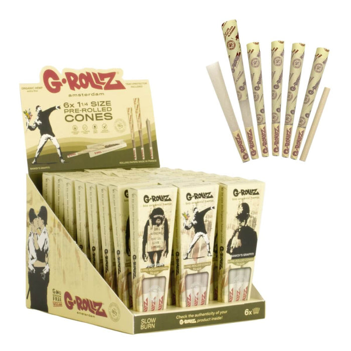 Grollz Cones 1 1/4 Size - Organic Extra Thin  6pcs Per Pack